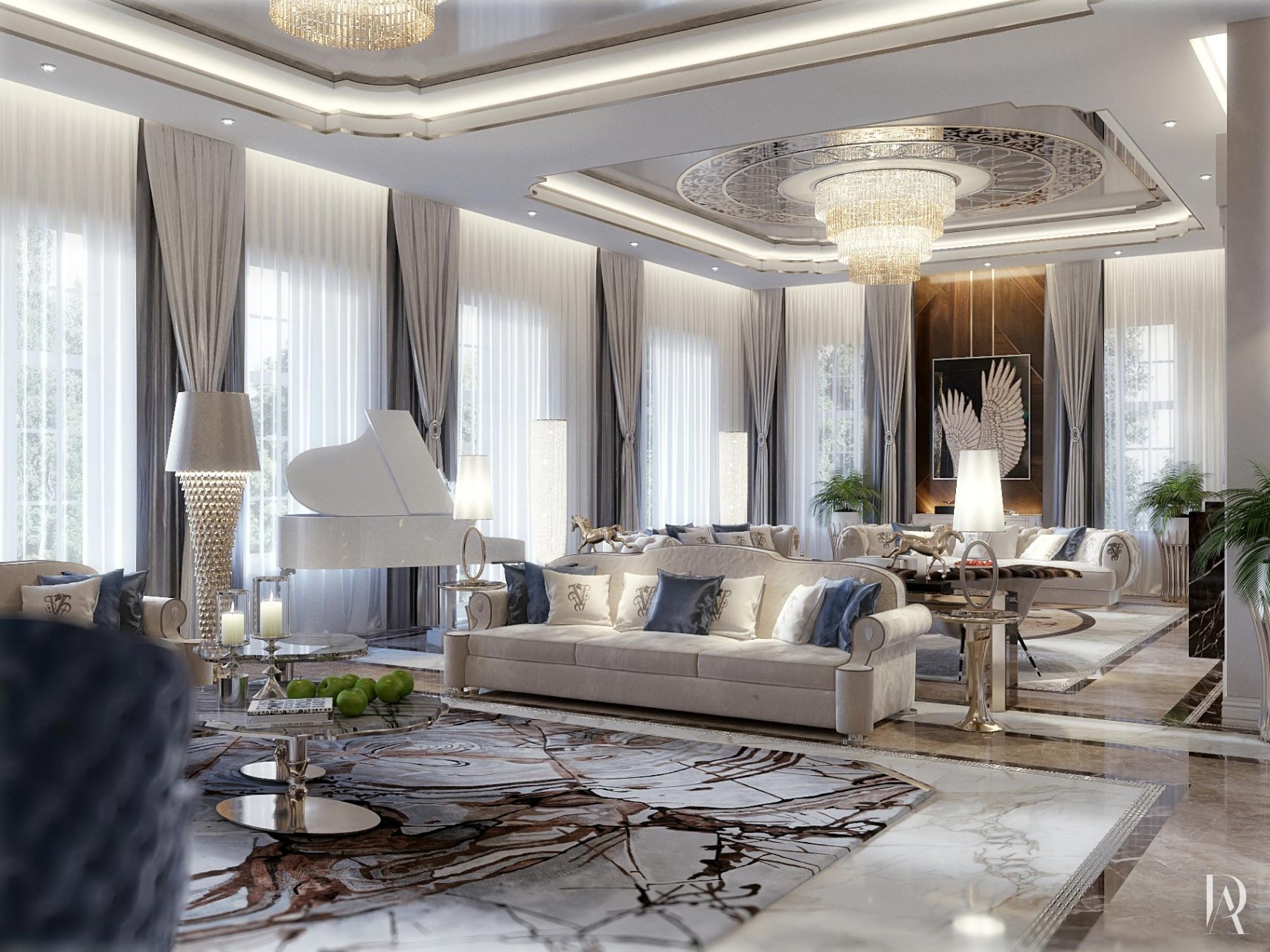 Дизайн загородного дома 1600 м²: Арт-деко интерьер. Фото 4